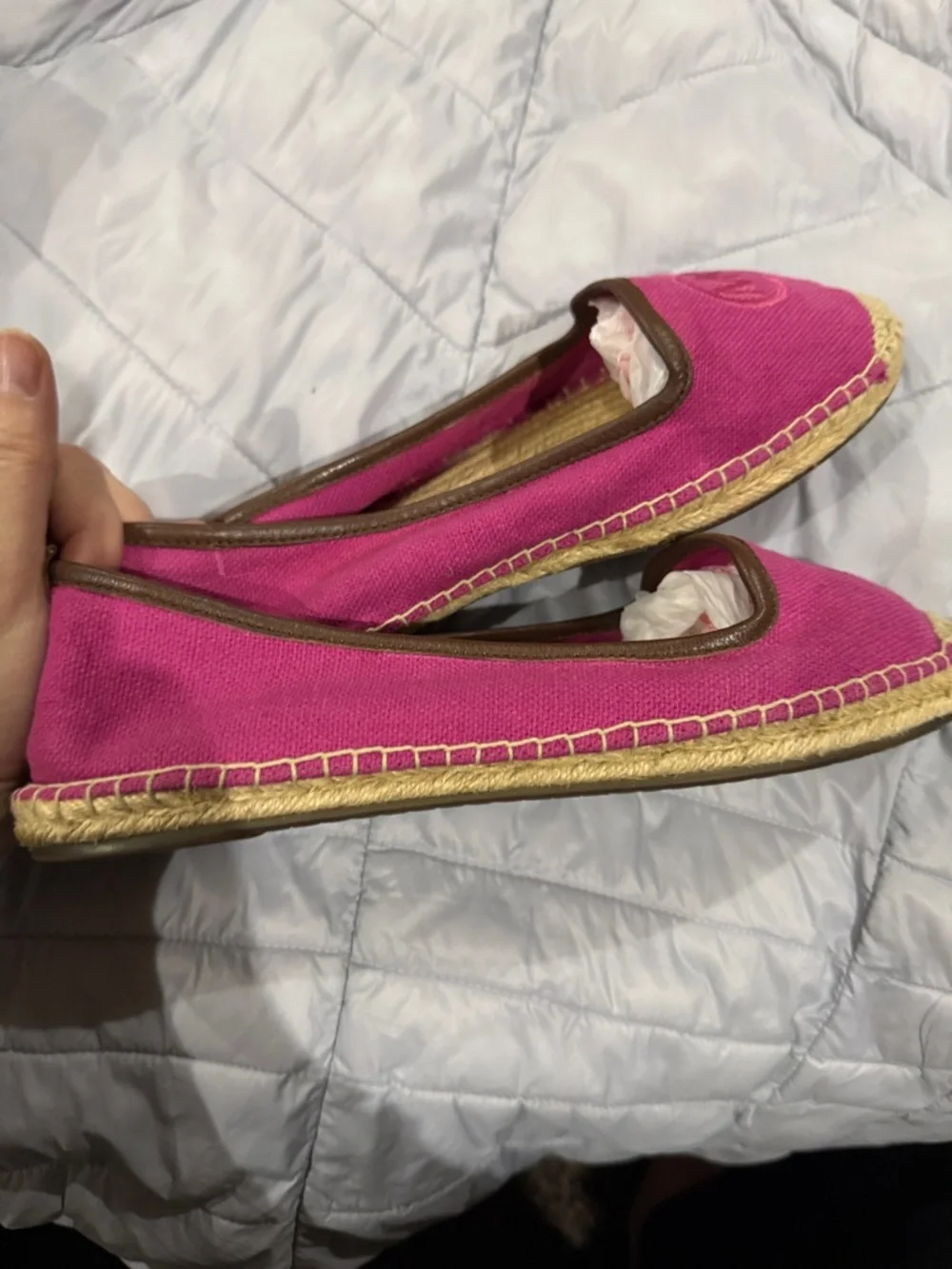 Michael Kors Hot Pink Canvas Espadrille Flats with MK Logo